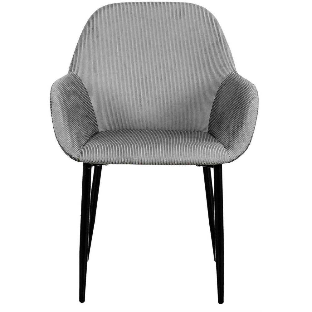 The Home Deco Factory - Fauteuil en velours cotelé Giulia (Lot de 2) Gris souris - Image 3