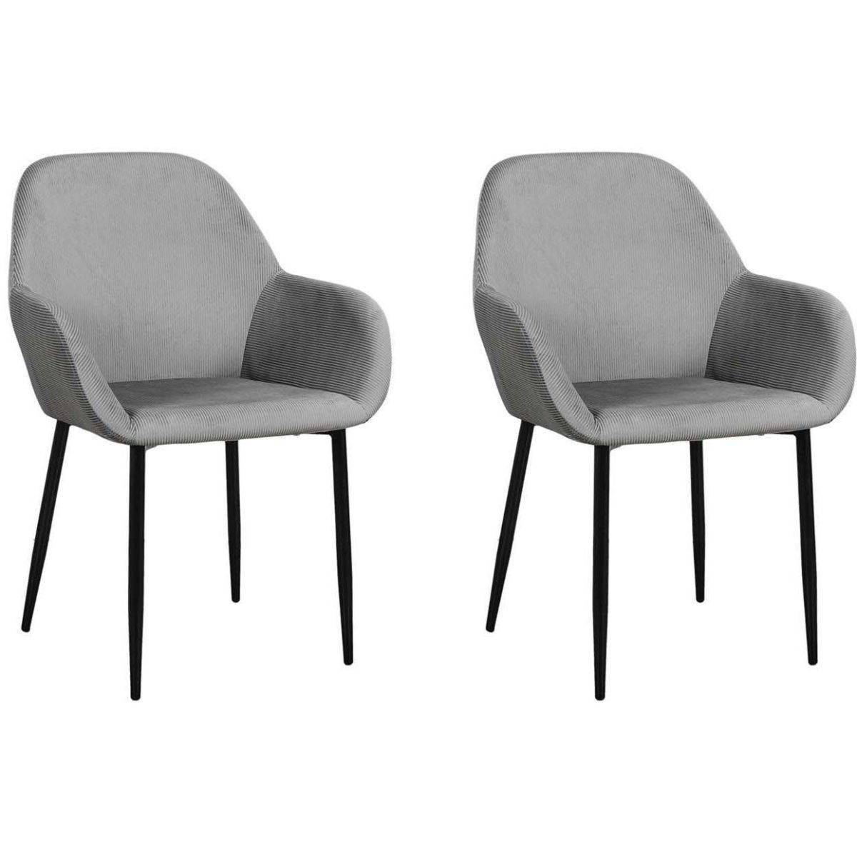 The Home Deco Factory - Fauteuil en velours cotelé Giulia (Lot de 2) Gris souris - Image 1