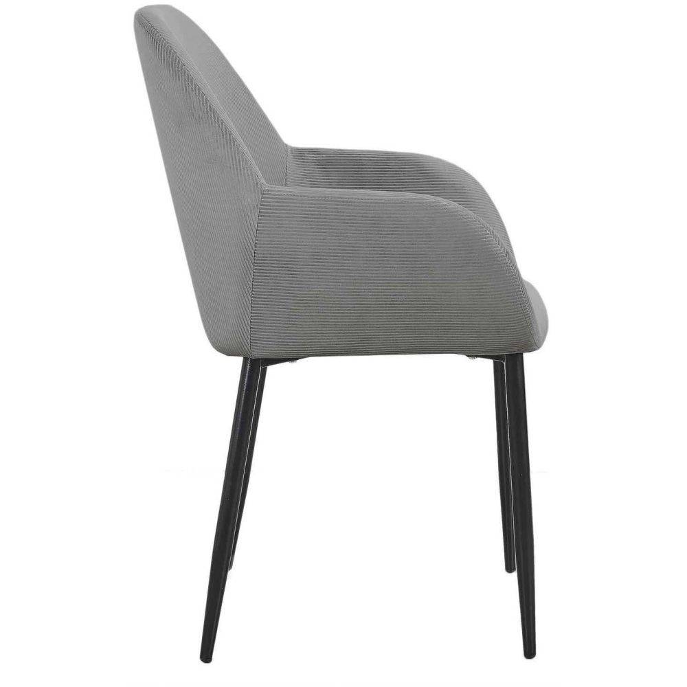 The Home Deco Factory - Fauteuil en velours cotelé Giulia (Lot de 2) Gris souris - Image 4