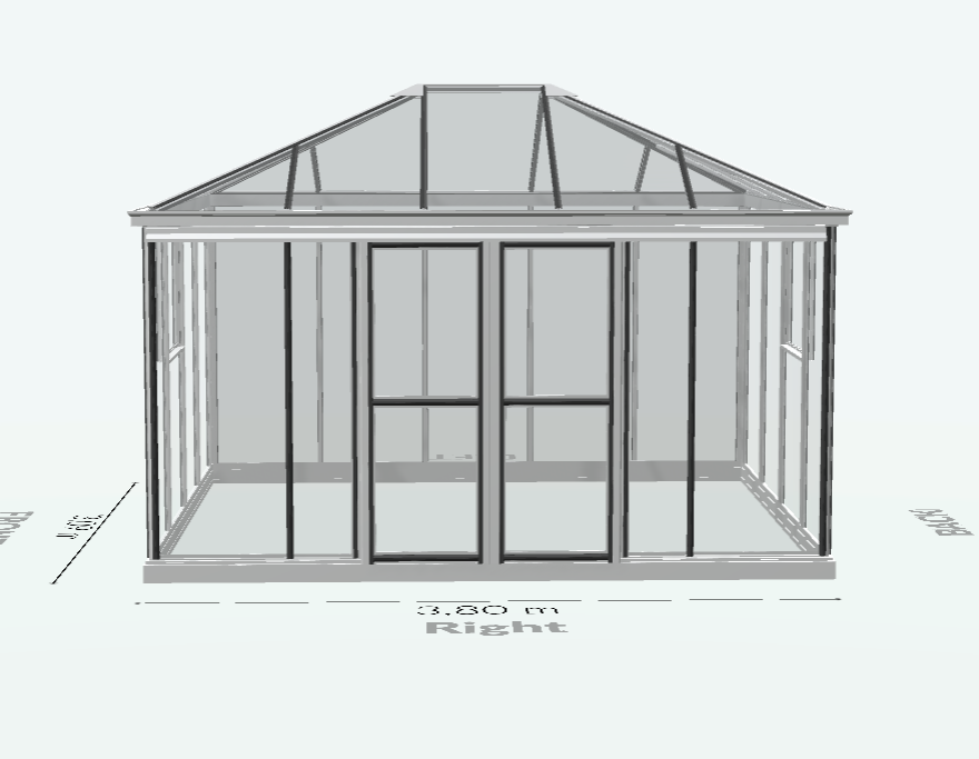 15m²  -  Serre en verre trempé - Euro Pyra Stretched - Alu - 15m² - ALUMINIUM - L'atelier Des Serres - Imagen 4