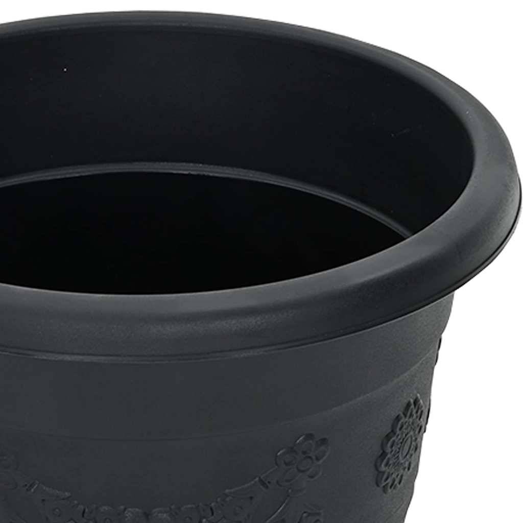 ComfortXL - Lot de 6 Grands Pots de Fleurs Ronds Plastique pour Terrasse Jardin Drainage Ø39x32 cm Noir - ComfortXL Outdoor Living - Image 7