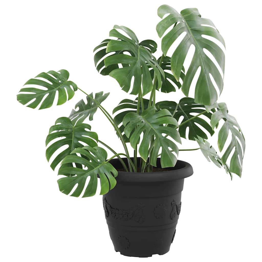 ComfortXL - Lot de 6 Grands Pots de Fleurs Ronds Plastique pour Terrasse Jardin Drainage Ø39x32 cm Noir - ComfortXL Outdoor Living - Image 3