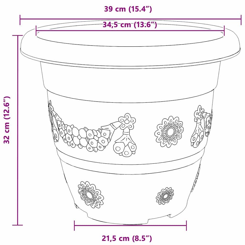 ComfortXL - Lot de 6 Grands Pots de Fleurs Ronds Plastique pour Terrasse Jardin Drainage Ø39x32 cm Noir - ComfortXL Outdoor Living - Image 9