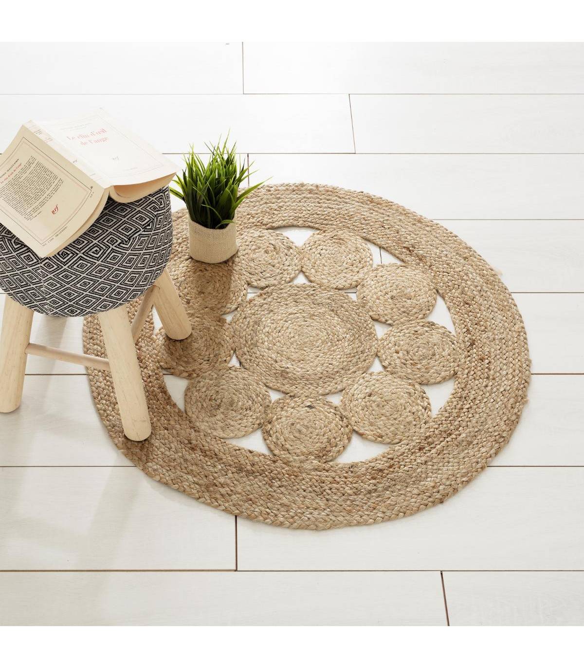 Tapis en Jute motif ajouré D 80 cm - Image 4