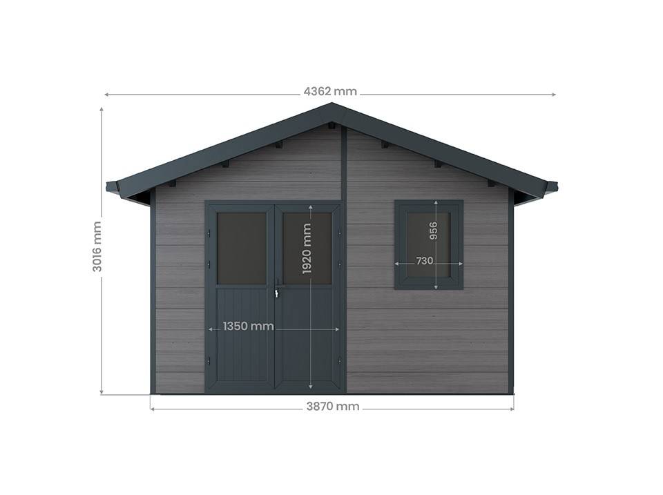 Abri de Jardin Composite ISORA - 12m2 Gris - Cabane Atelier / Abri Velo - Imagen 4