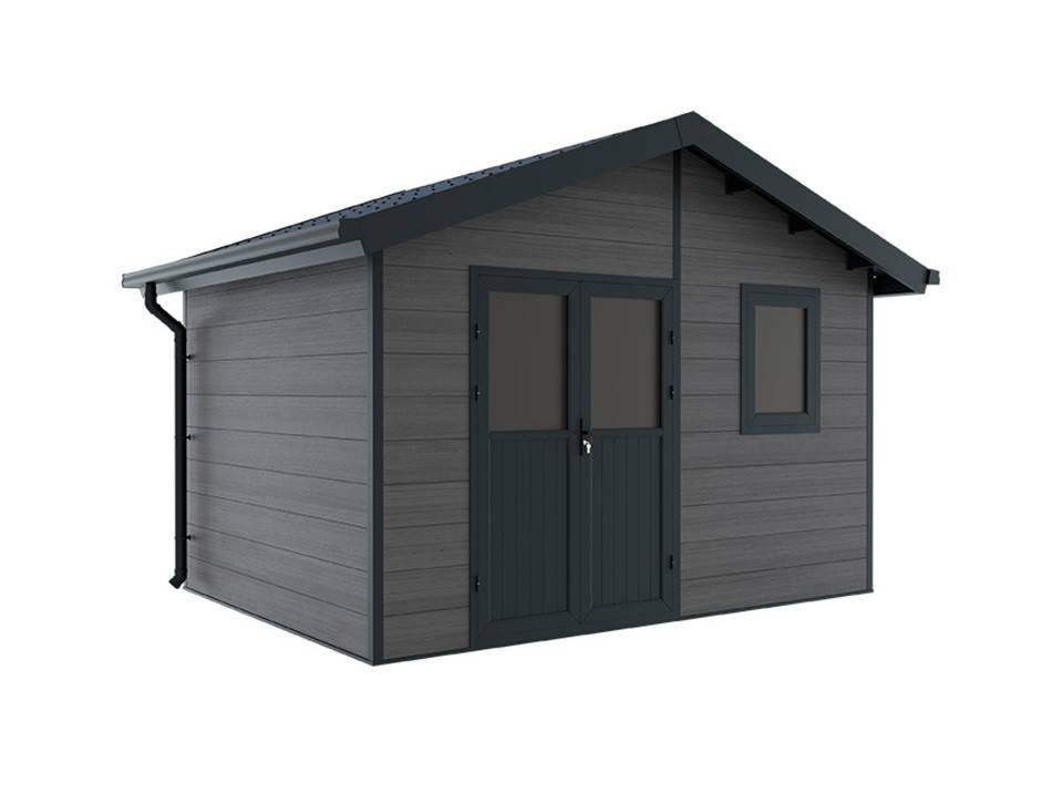 Abri de Jardin Composite ISORA - 12m2 Gris - Cabane Atelier / Abri Velo - Imagen 2