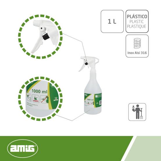 Pulvérisateur pour produits chimiques 2081 - 1 l - Polyéthylène - Blanc | Amig - Image 2