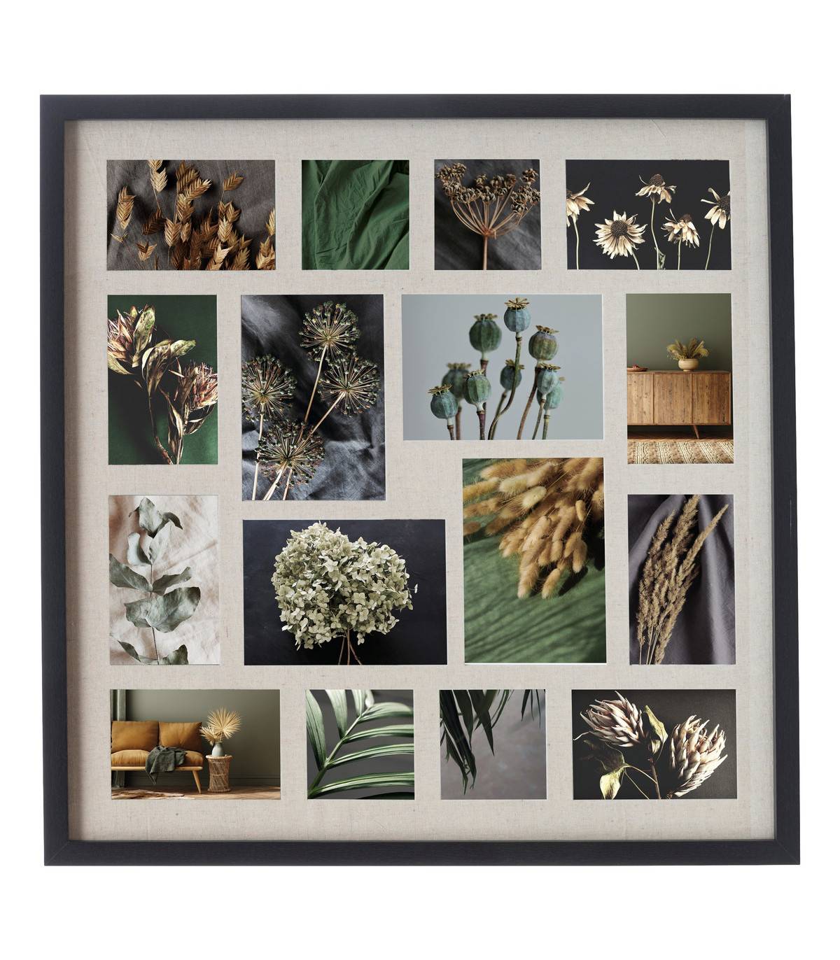 Pêle-mêle Multivues 16 Photos en bois Noir et verre 63 x 63 cm - Imagen 1