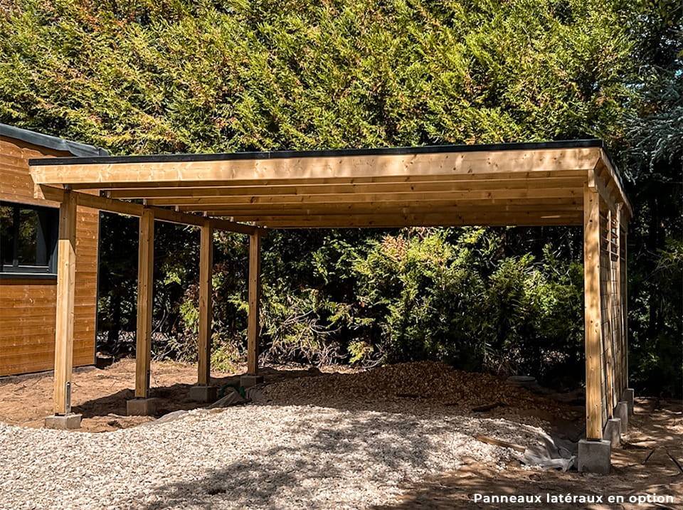 Direct Abris - Carport Bois CASTELLANE 558X555 Panneau Latéral Intégré - Toiture en Bois + Feutre Bitumeux - Abri 2Voiture - Imagen 9
