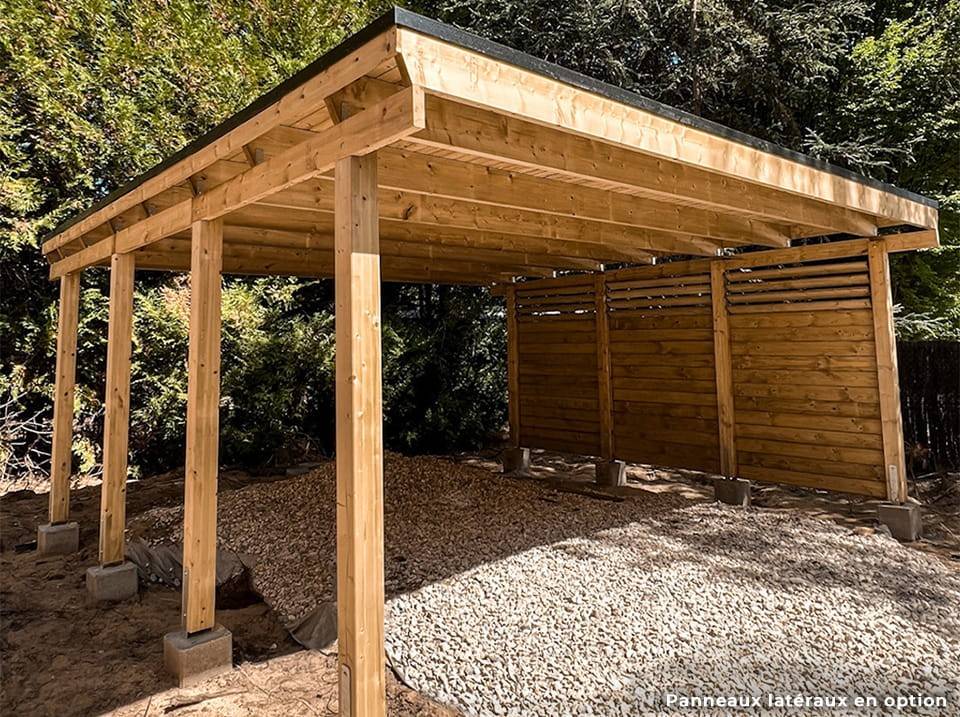 Direct Abris - Carport Bois CASTELLANE 558X555 Panneau Latéral Intégré - Toiture en Bois + Feutre Bitumeux - Abri 2Voiture - Imagen 8