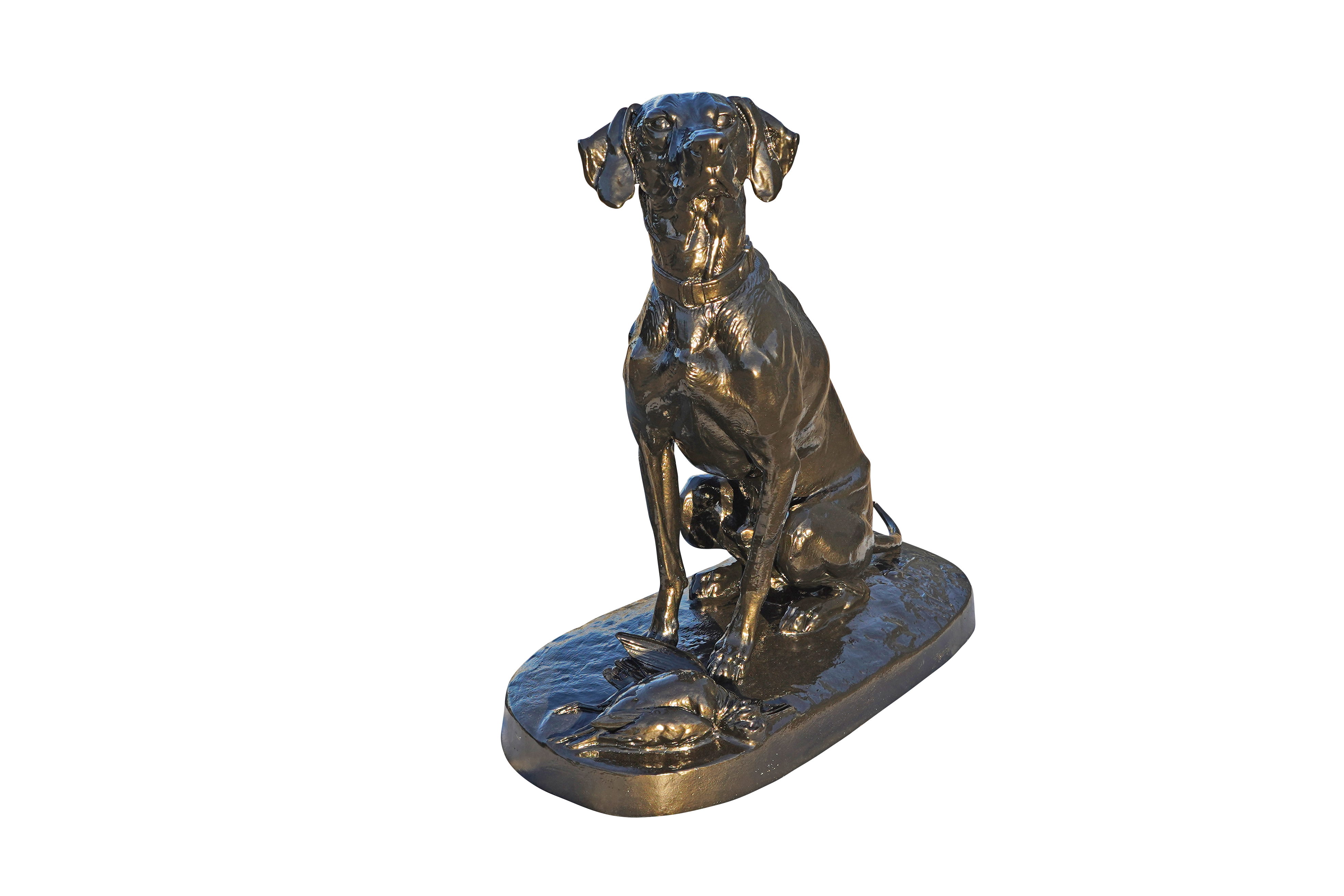 Statue en fonte, chien à la bécasse Dommartin vieux bronze - Imagen 1