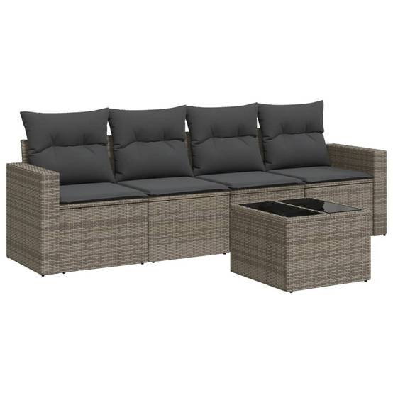 Salon de Jardin Bas 4 Places avec Rangement Intégré en Résine Tressée Grise et Table Basse Verre – ComfortXL Outdoor Living - Image 2