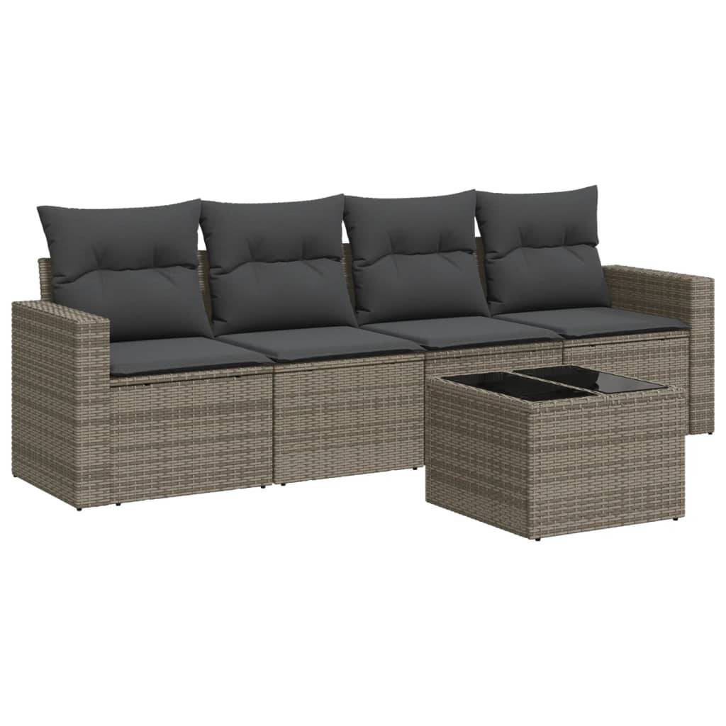 Salon de Jardin Bas 4 Places avec Rangement Intégré en Résine Tressée Grise et Table Basse Verre – ComfortXL Outdoor Living - Image 2