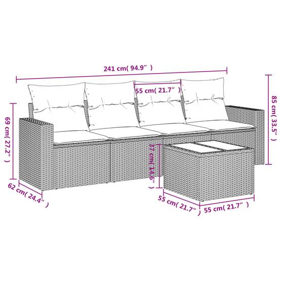 Salon de Jardin Bas 4 Places avec Rangement Intégré en Résine Tressée Grise et Table Basse Verre – ComfortXL Outdoor Living - Image 3