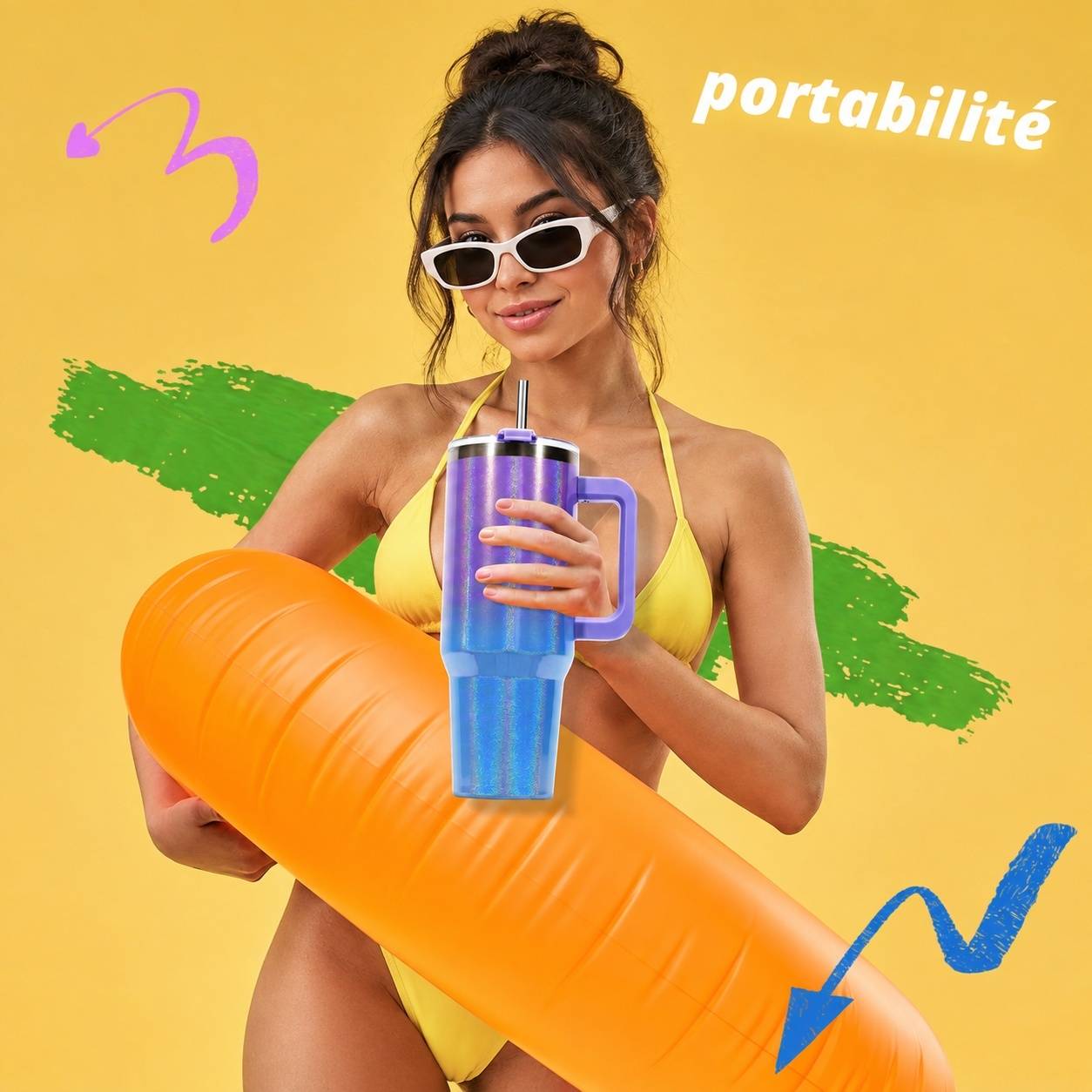Gobelet Isotherme Acier Inoxydable Étanche Poignée Lavable Lave-Vaisselle Pour Voyage Bureau Sport - Image 5