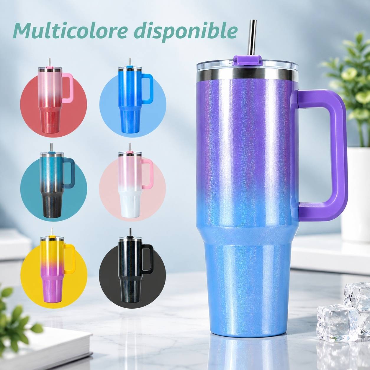 Gobelet Isotherme Acier Inoxydable Étanche Poignée Lavable Lave-Vaisselle Pour Voyage Bureau Sport - Image 4