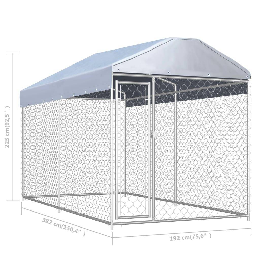 Helloshop26 - Chenil extérieur cage enclos parc animaux chien d'extérieur avec toit pour chiens 225 cm - Imagen 2