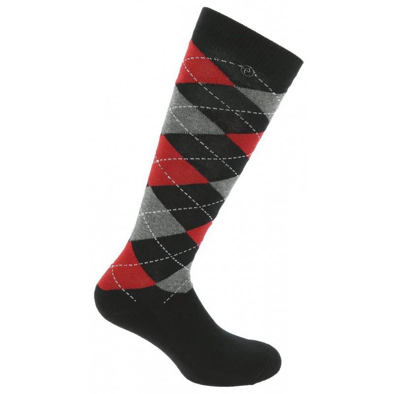 Chaussettes Equithème Argyle - Taille 42/45 - Noir Rouge