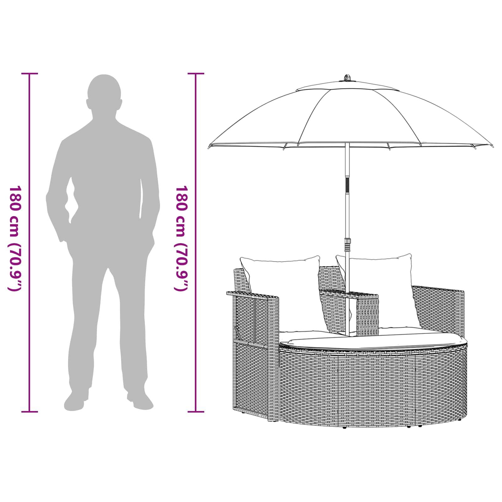 ComfortXL - Canapé de jardin polyrotin pour extérieur parasol inclinable beige et gris - ComfortXL Outdoor Living - Image 8
