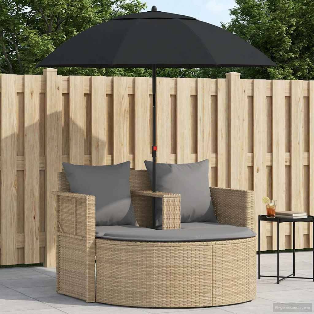 ComfortXL - Canapé de jardin polyrotin pour extérieur parasol inclinable beige et gris - ComfortXL Outdoor Living - Image 1