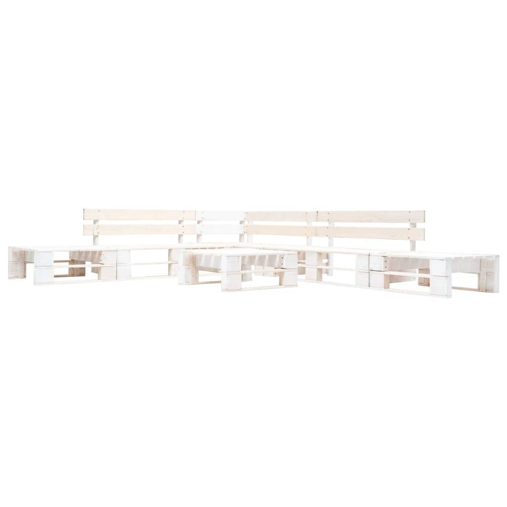 Salon de jardin meuble d'extérieur ensemble de mobilier palette 6 pièces bois blanc - Image 1