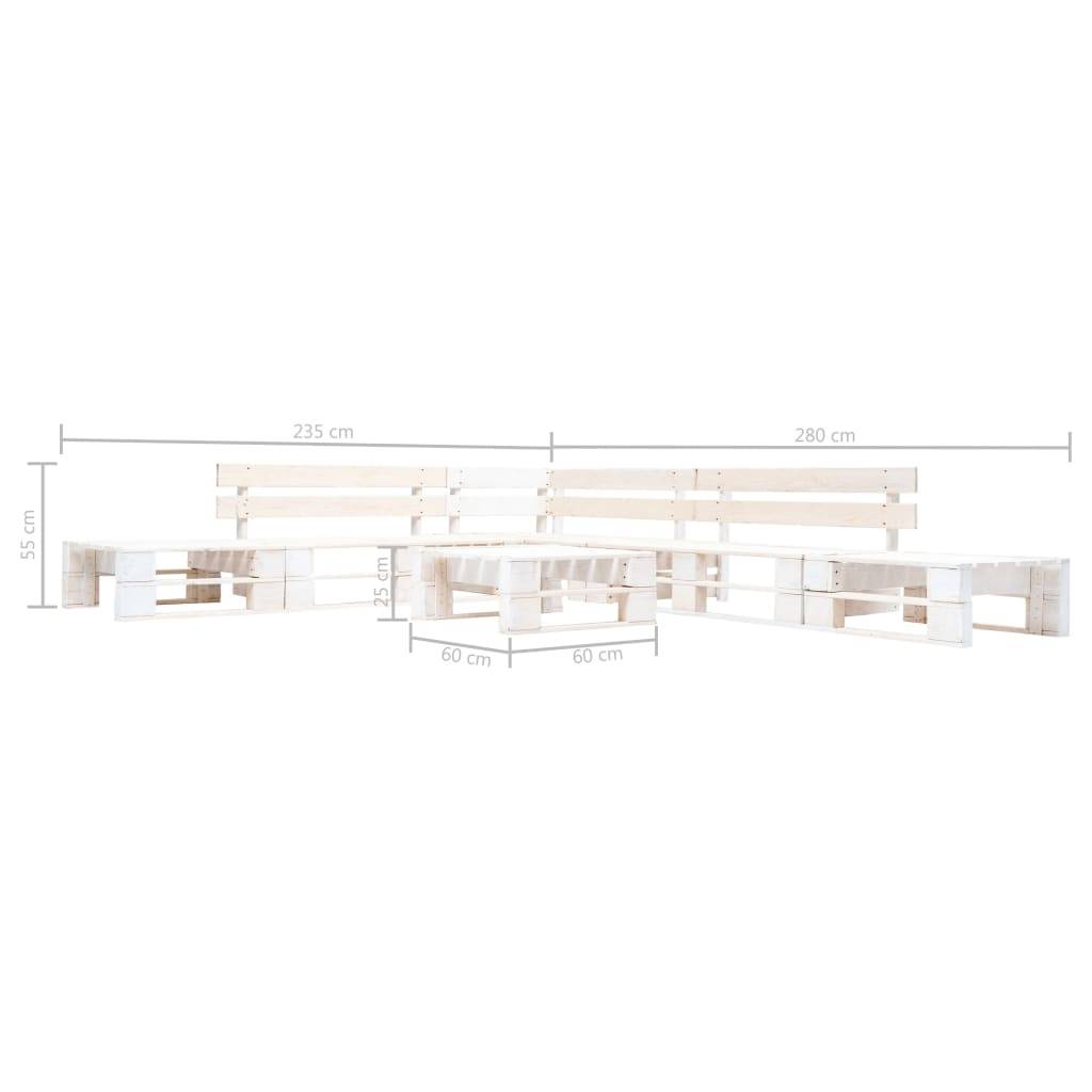 Salon de jardin meuble d'extérieur ensemble de mobilier palette 6 pièces bois blanc - Image 3