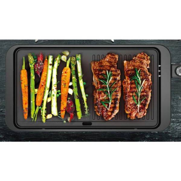 Plancha Electrique - Planche  Grill  - ARTHUR MARTIN - AMPL204 - 2000 W - Double zone -  anti-adhésive - Thermostat réglable - Noir - Image 2