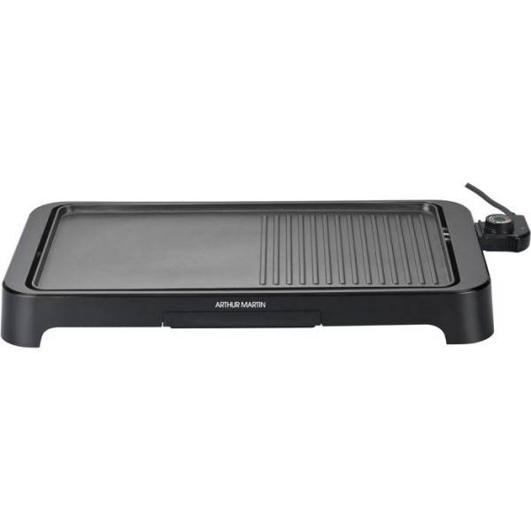Plancha Electrique - Planche  Grill  - ARTHUR MARTIN - AMPL204 - 2000 W - Double zone -  anti-adhésive - Thermostat réglable - Noir - Image 1
