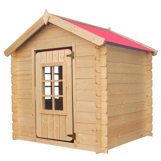 Timbela - Maison en bois pour enfants 111x114xH121 cm / 0.9 m² avec Toit rouge - Maison de jeux pour l'extérieur - 13 mm d’épaisseur - Timbela M570R-1 - Image 4