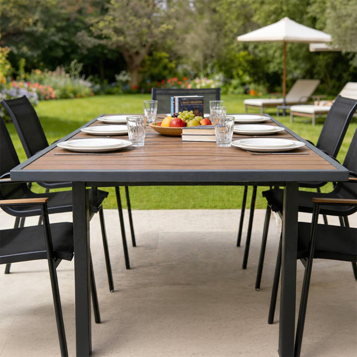Table de jardin extensible 180 cm en aluminium et bois d'eucalyptus NIDO - Image 6