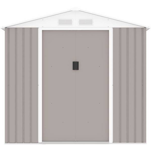 Sans Marque - Abri de jardin en métal 4,07 m² - 213 x 191 x 195 cm - MARS -Kit d'ancrage inclus, 2 portes coulissantes - Taupe - Image 1
