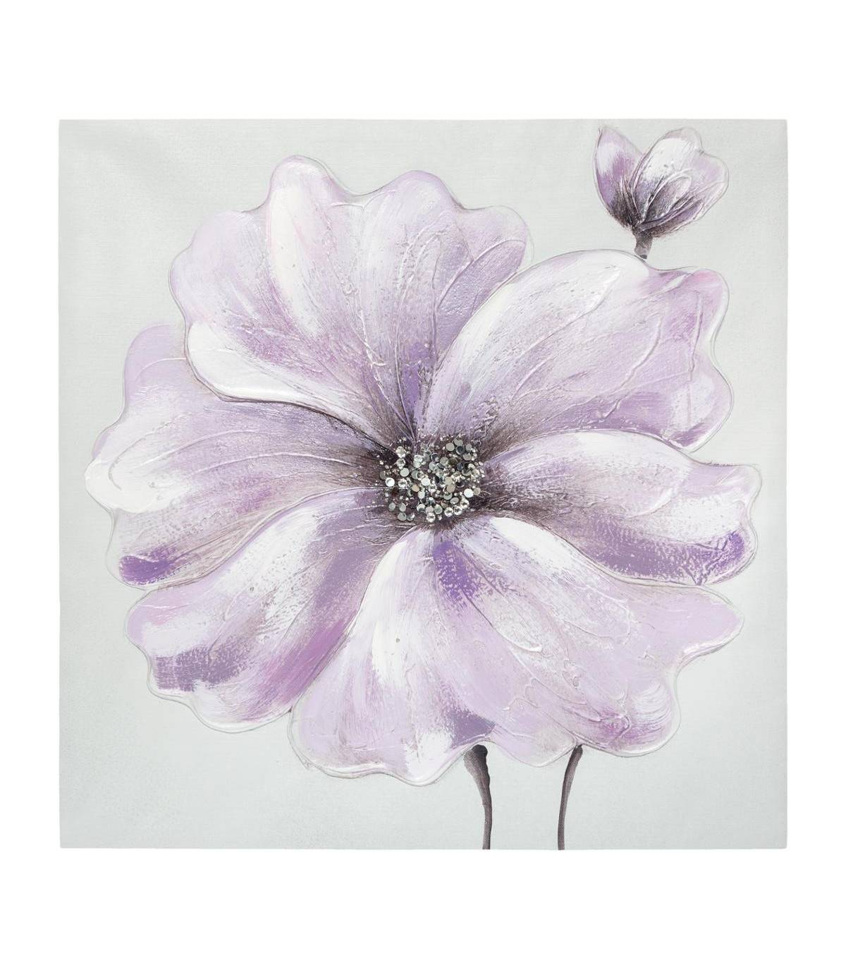 Tableau Toile murale Peinture en relief Fleurs 48 x 48 cm - Image 1