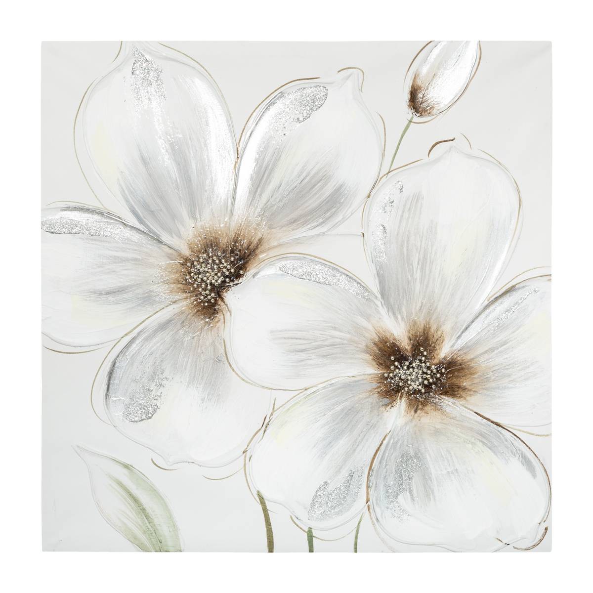Atmosphera - Toile peinte "Fleurs" 48x48cm - Atmosphera Créateur d'intérieur - Imagen 2