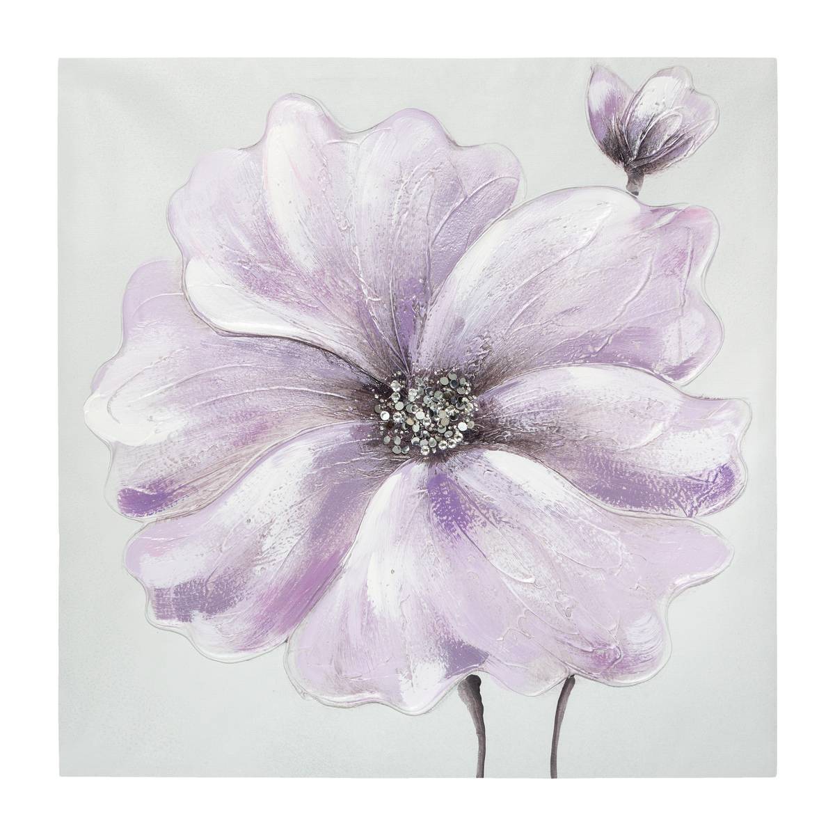 Atmosphera - Toile peinte "Fleurs" 48x48cm - Atmosphera Créateur d'intérieur - Image 1