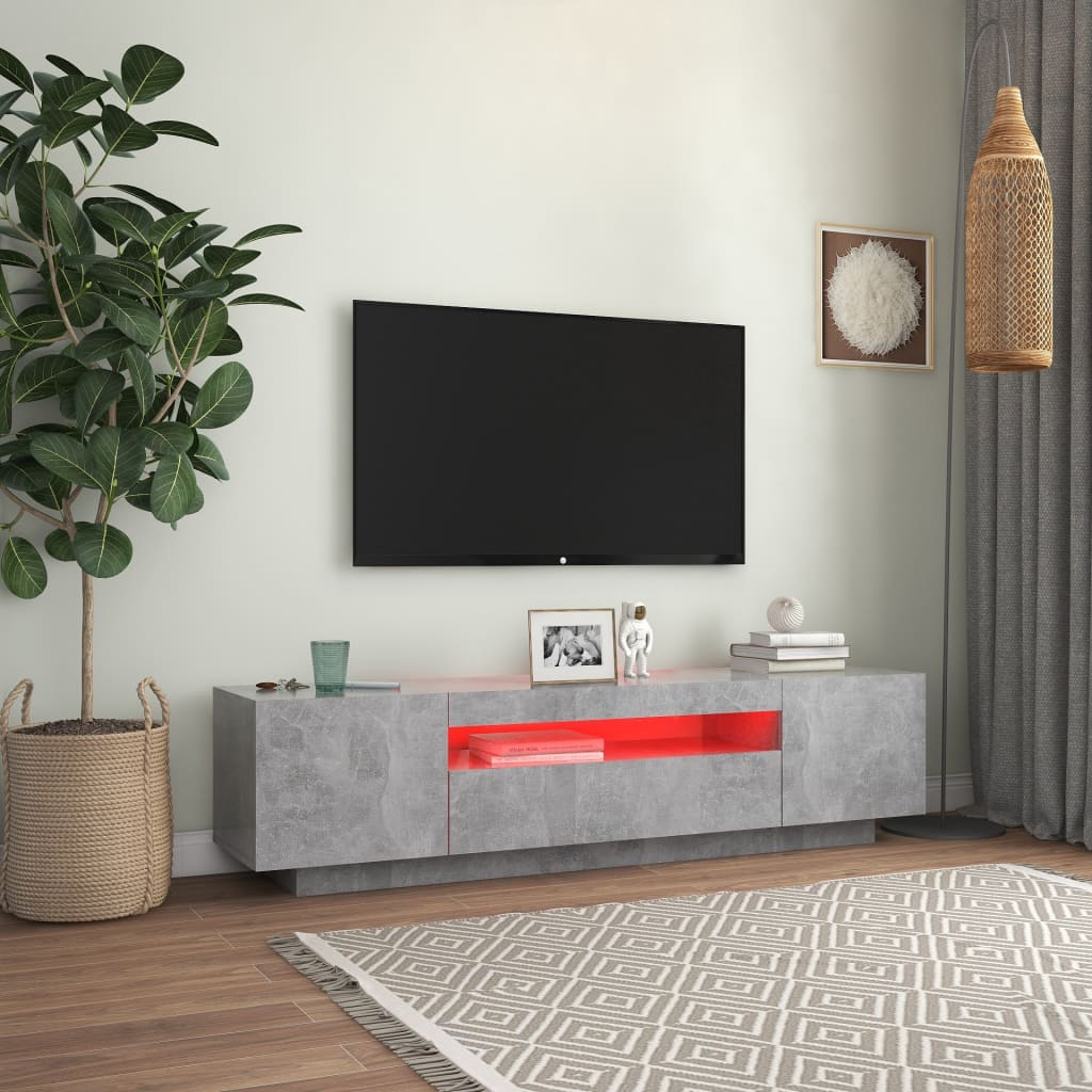 Vidaxl - Meuble TV avec lumières LED gris béton 160x35x40 cm - vidaXL - Imagen 3