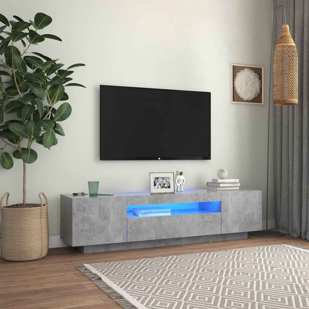 Vidaxl - Meuble TV avec lumières LED gris béton 160x35x40 cm - vidaXL - Imagen 2