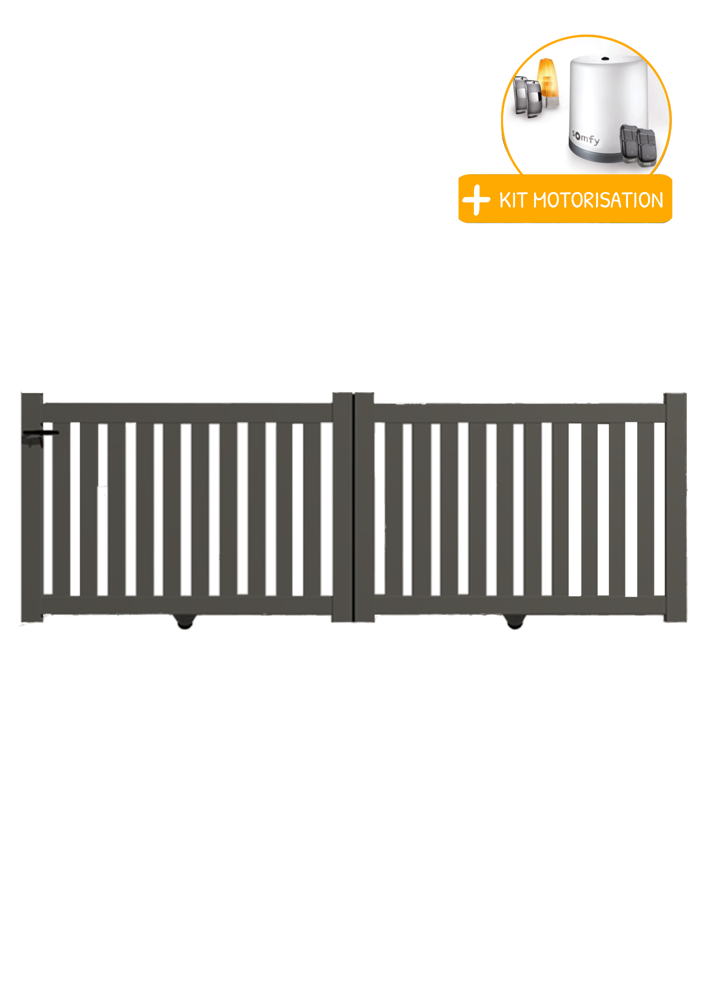 Portail Packit - Portail alu coulissant ajouré en kit+MOT dim. L.4000 (entre piliers) X H.1200 mm  Gris Quartz (RAL 7039)