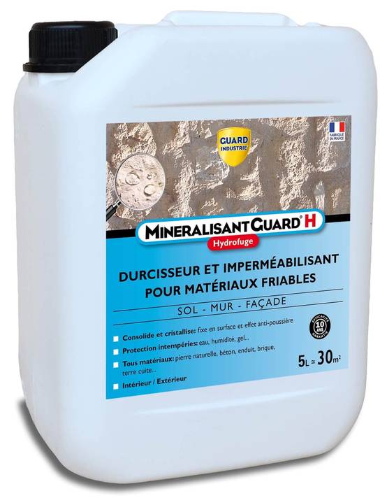 Durcisseur Imperméabilisant MinéralisantGuard H Pierre Béton EnduitStop Effritement5L 30m² - Image 1