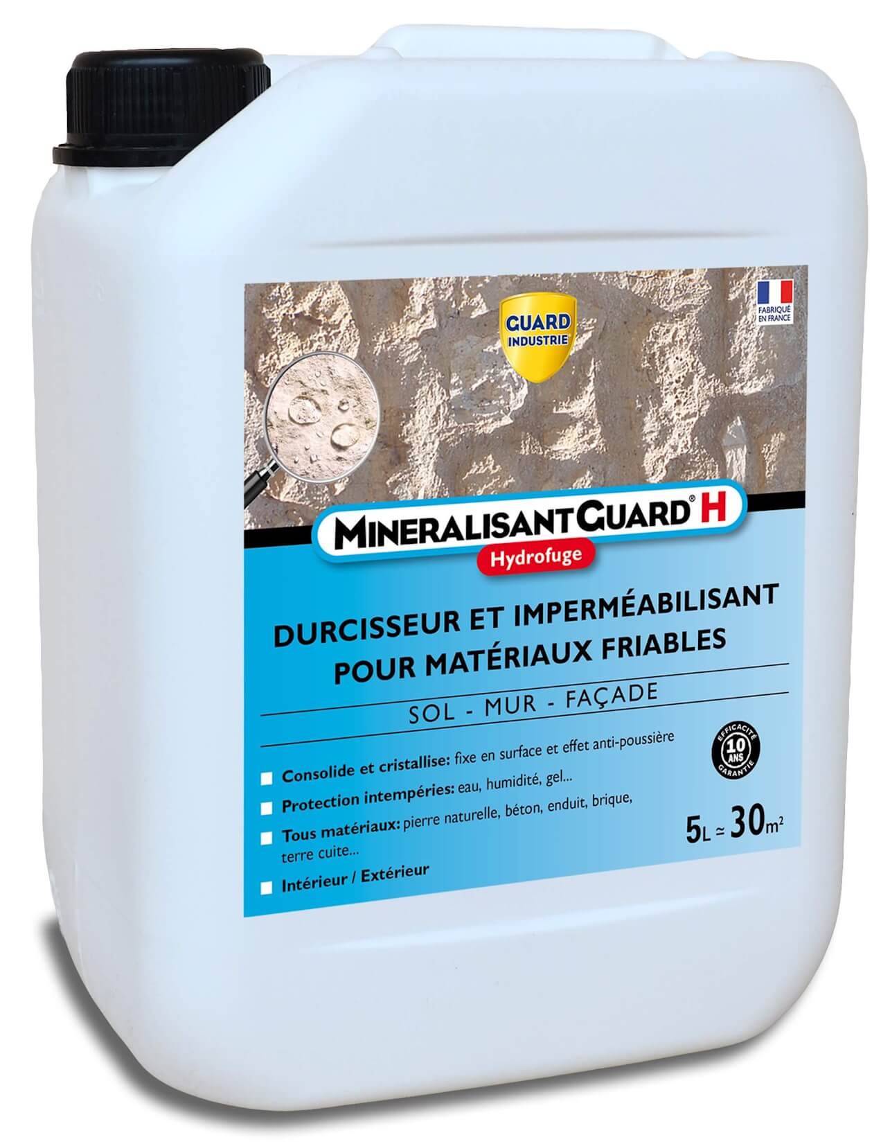Durcisseur Imperméabilisant MinéralisantGuard H Pierre Béton EnduitStop Effritement5L 30m² - Image 1