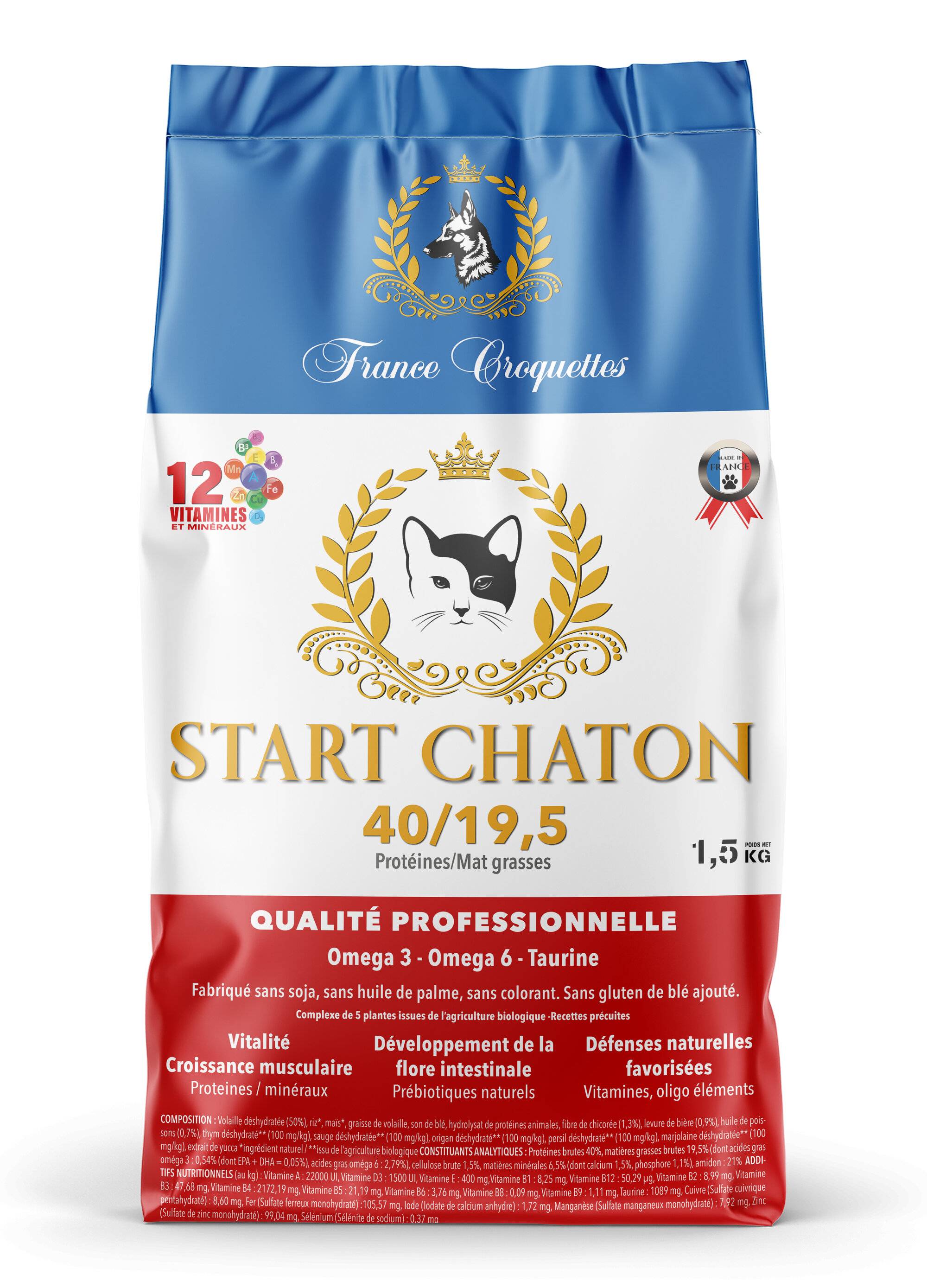 France Croquettes - croquette pour chaton start chaton – 1,5kg – chaton et chatte en gestation et lactation – france croquettes - Imagen 1