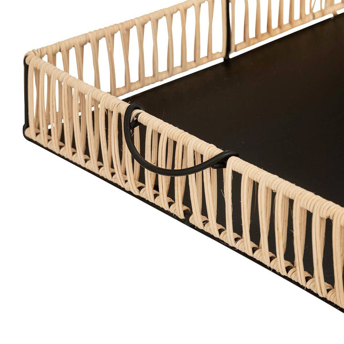 Atmosphera - Set de 2 plateaux "Cosy" métal et rotin - Atmosphera Créateur d'intérieur - Imagen 6