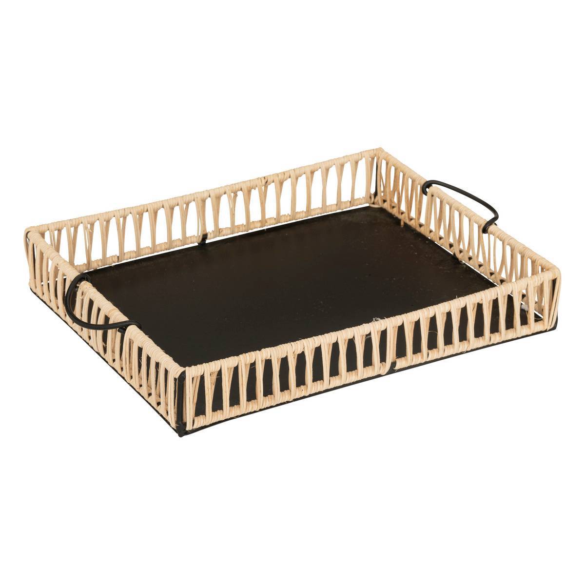 Atmosphera - Set de 2 plateaux "Cosy" métal et rotin - Atmosphera Créateur d'intérieur - Imagen 3