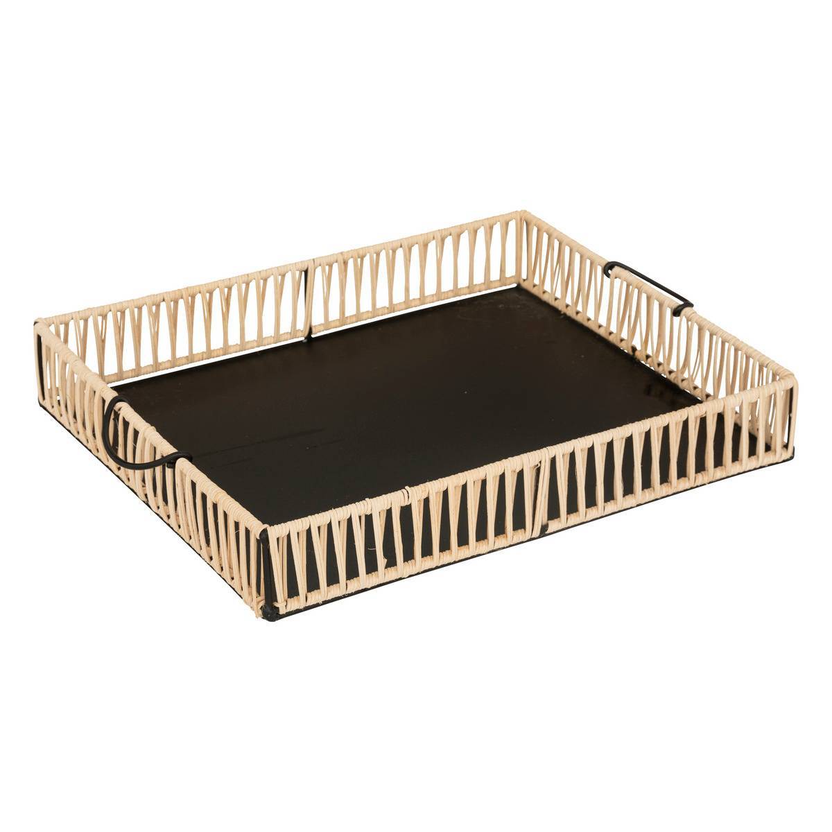 Atmosphera - Set de 2 plateaux "Cosy" métal et rotin - Atmosphera Créateur d'intérieur - Imagen 2
