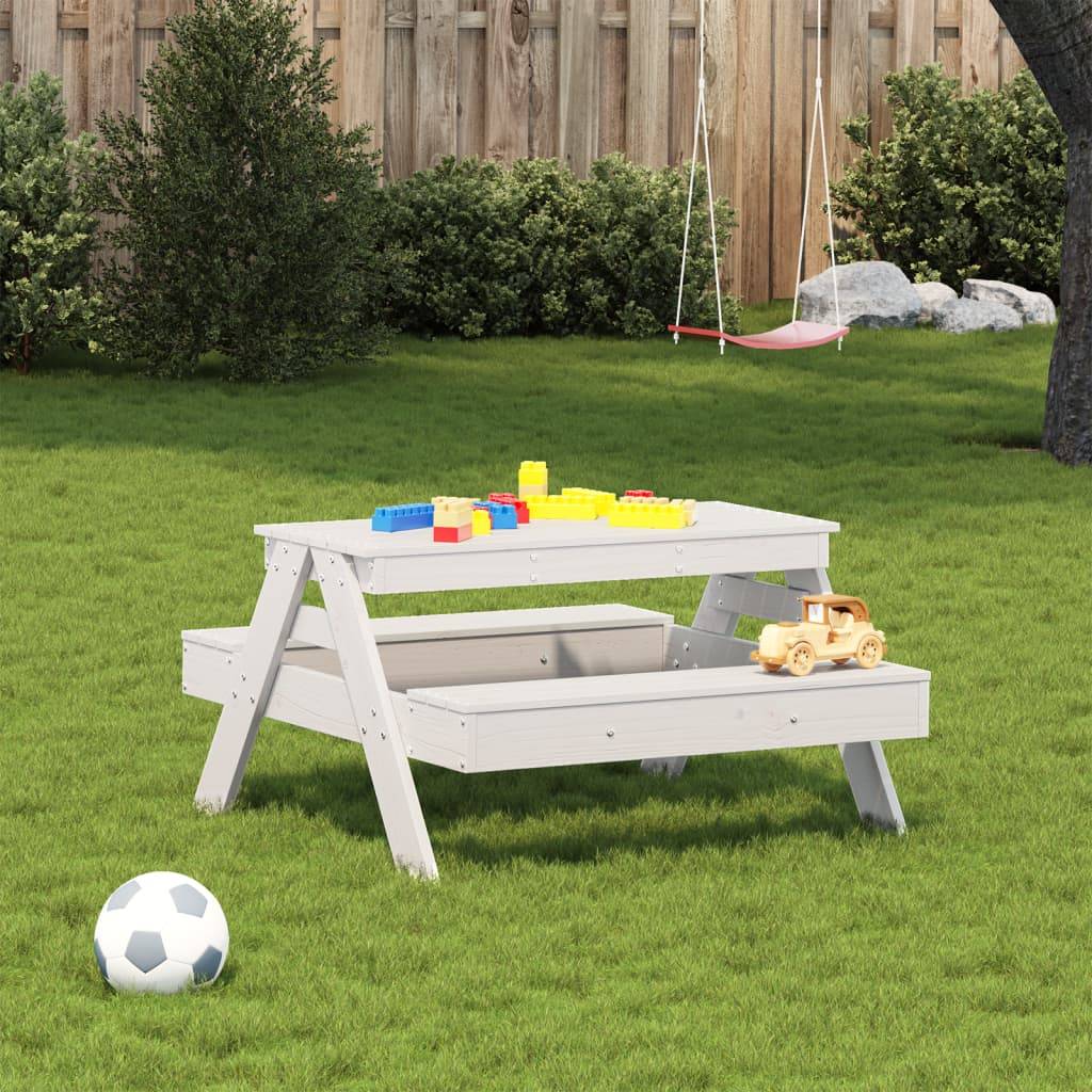 Table de pique-nique pour enfants bois massif de pin blanc 88 x 97 x 52 cm - PANGIVO - Image 3