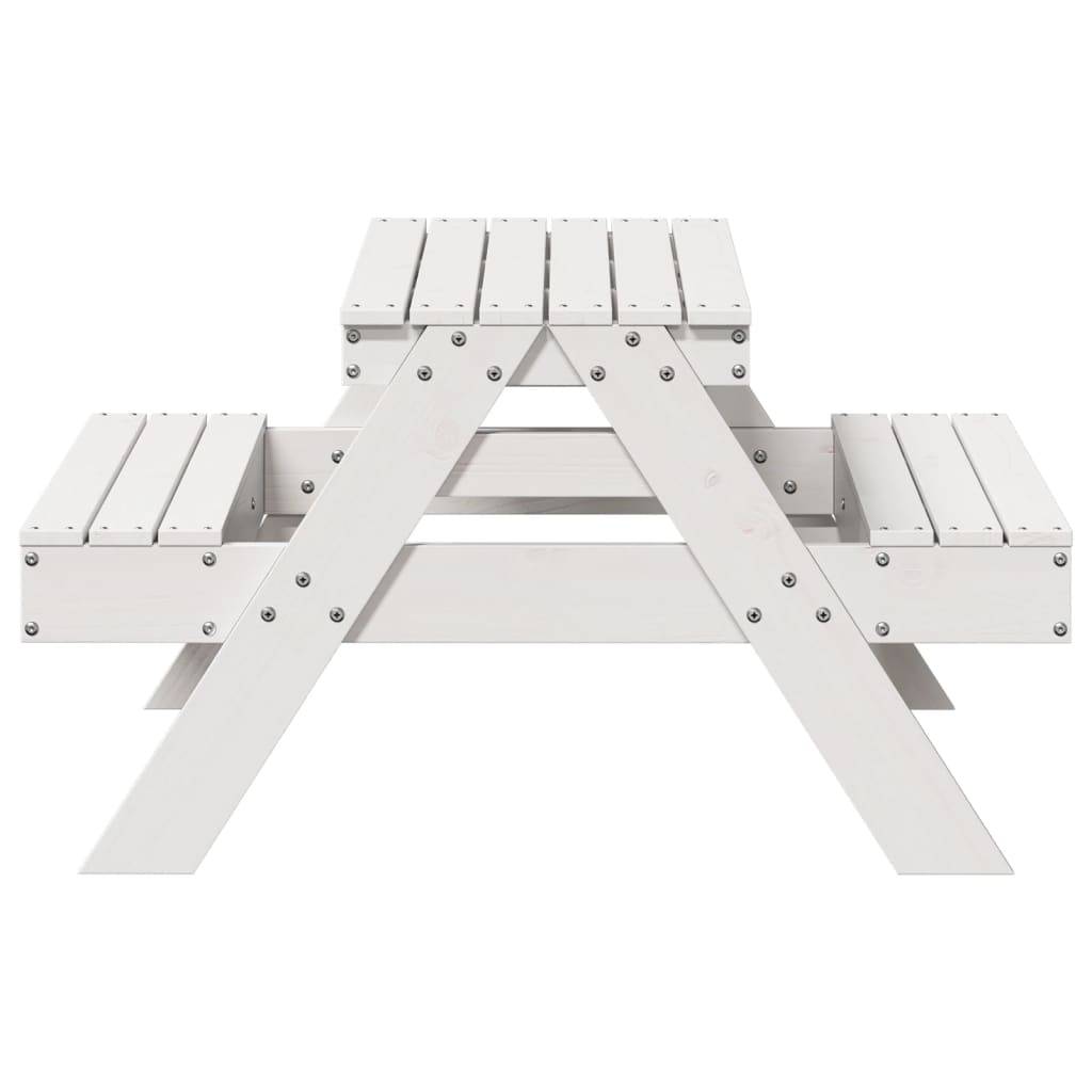 Table de pique-nique pour enfants bois massif de pin blanc 88 x 97 x 52 cm - PANGIVO - Image 5