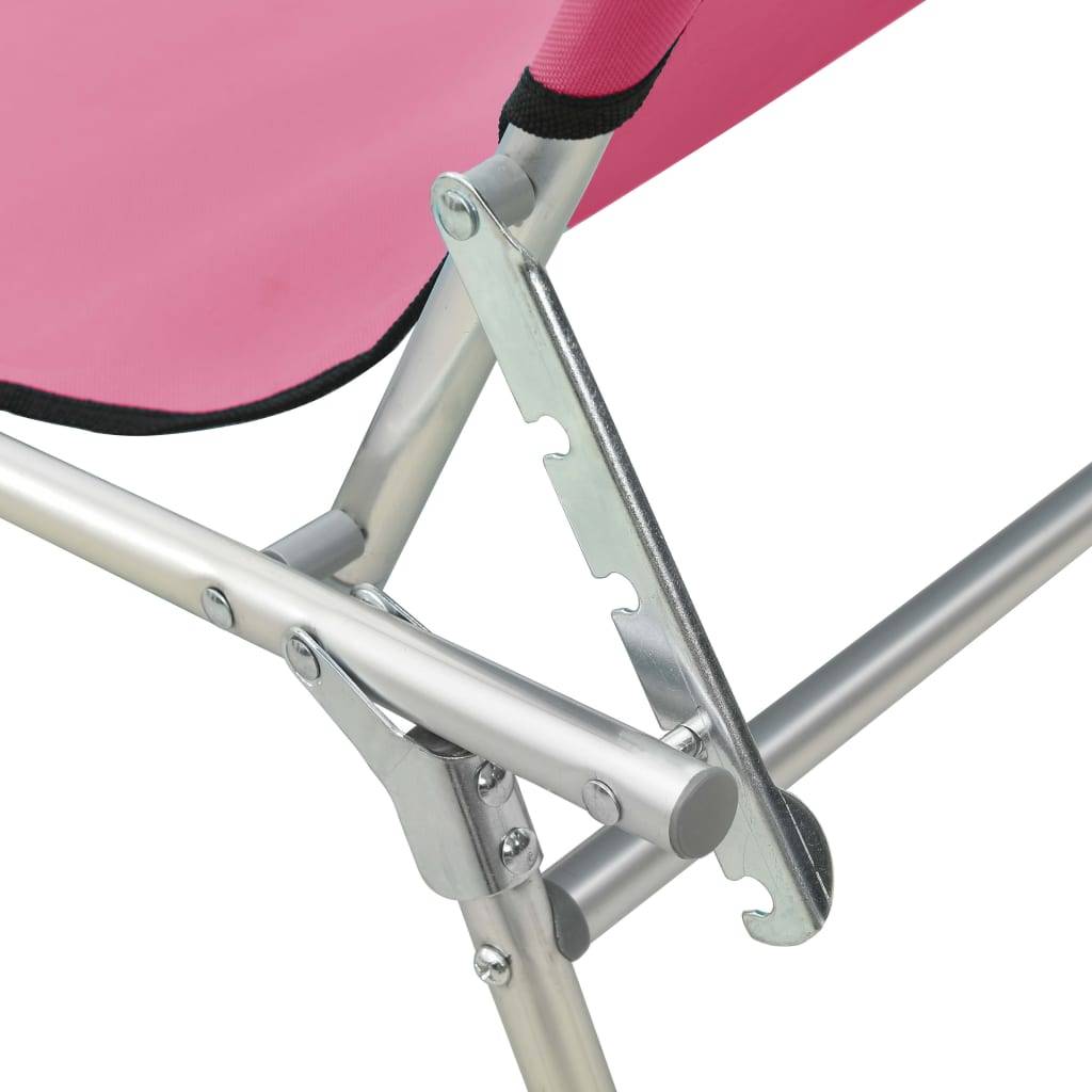 Helloshop26 - Transat chaise longue bain de soleil lit de jardin terrasse meuble d'extérieur pliable avec auvent acier rose magento - Image 7