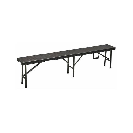 Banc de jardin noir 180x25xH43 pliable Haute résistance Camping Réceptions festivals évènements KZ GARDEN