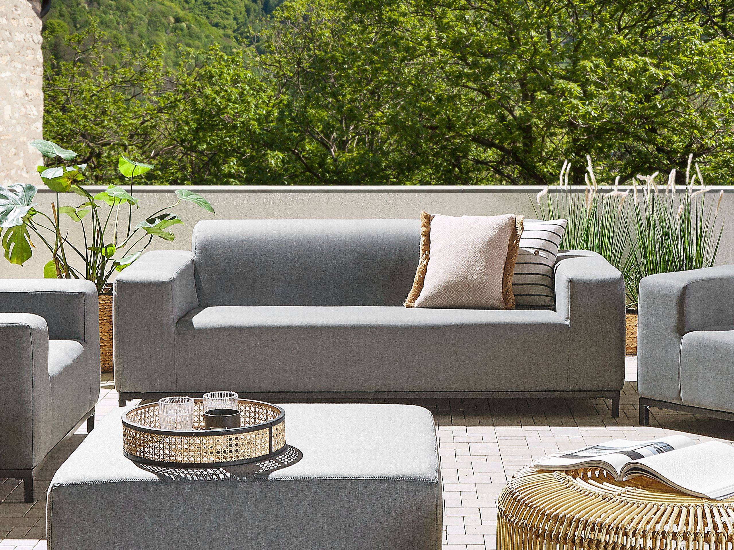Beliani - Canapé de jardin, 2 Personnes Tissu Gris ROVIGO - Beliani - Imagen 1