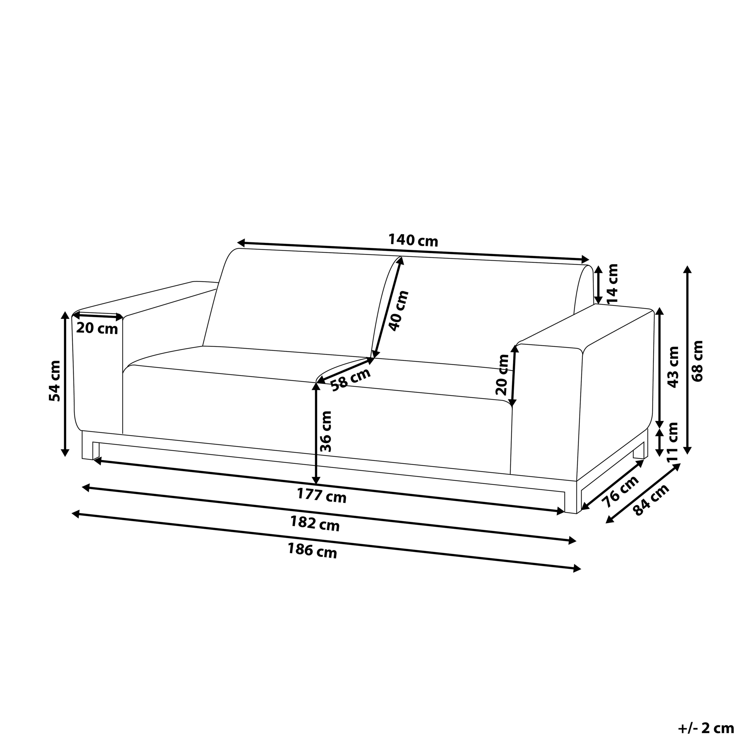 Beliani - Canapé de jardin, 2 Personnes Tissu Gris ROVIGO - Beliani - Imagen 3