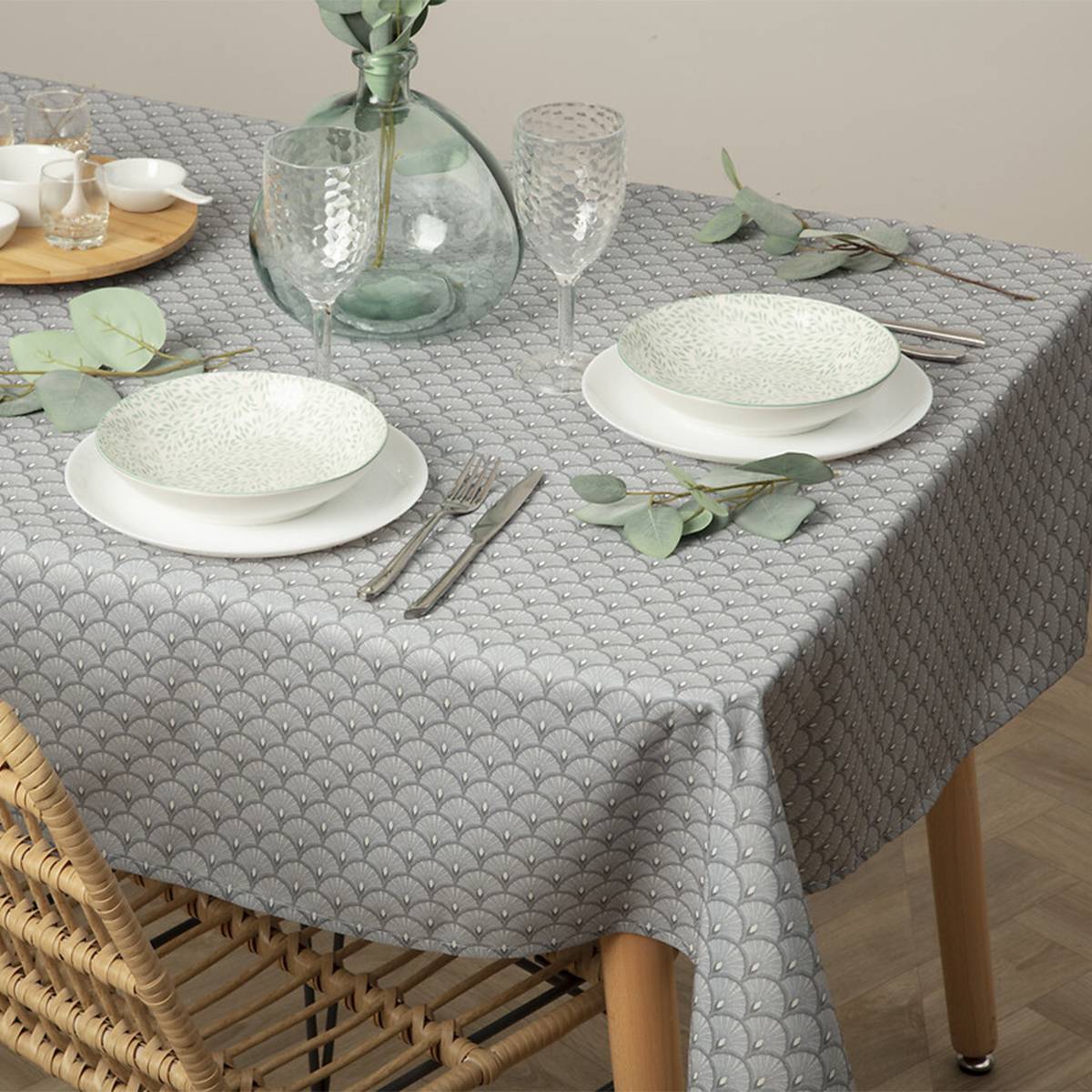 Atmosphera - Nappe anti-tache "Livia" gris 150x300cm - Atmosphera Créateur d'intérieur - Image 1